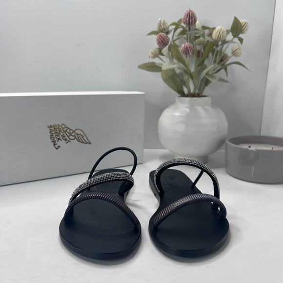 Ancient Greek Polytimi Crystals Strappy Flat Slip On Sandals Women's US 5M - Picture 4 of 9